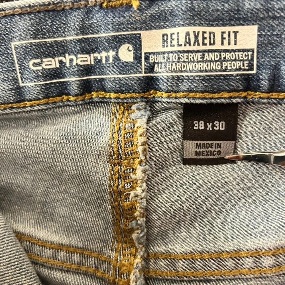 Carhartt Mens 38x30 Rugged Flex Relaxed Fit Jeans Light Wash Denim Stetch